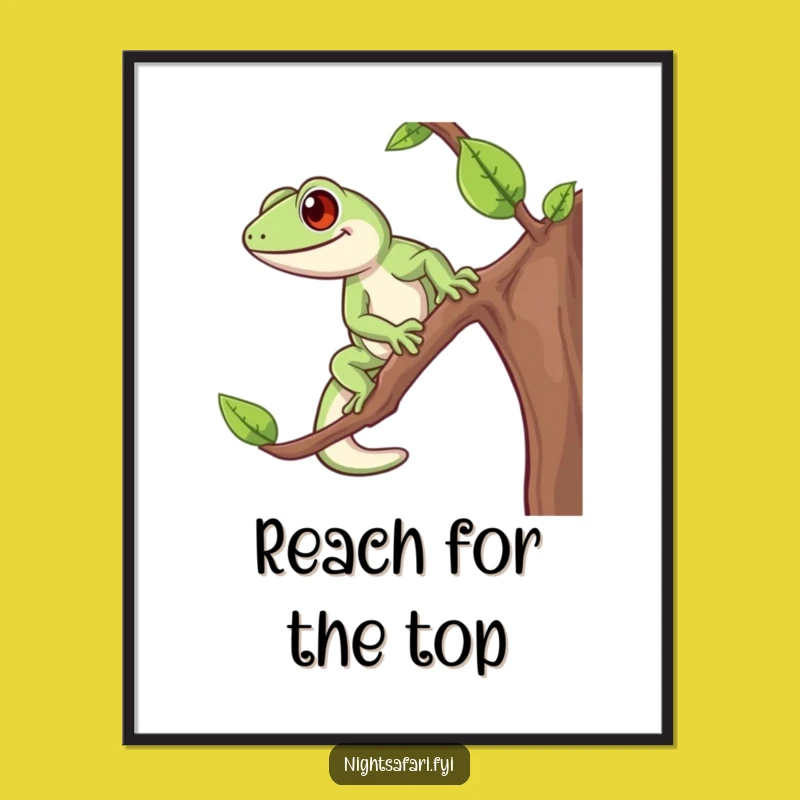 Funny Gecko Poster: Energetic Climber Wall Art for Cheerful Decor