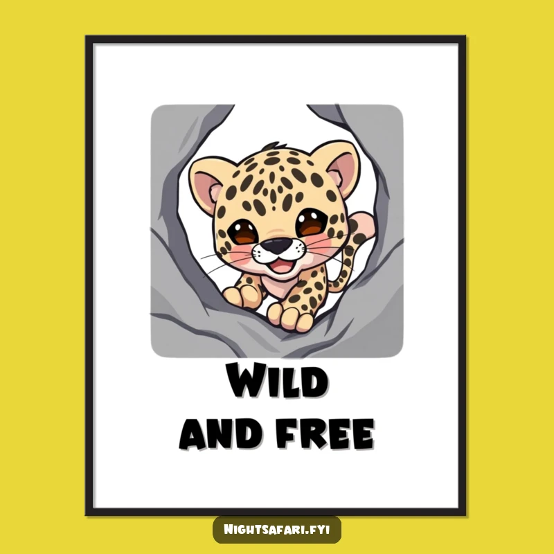 Funny Smiling Leopard Poster, Stealthy Shadow Stalker Wall Art