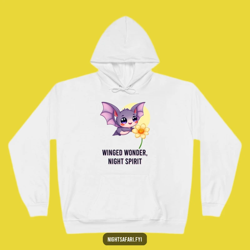 Funny Bat Hoodie: Cozy Comfort with Happy Eyes & Glowing Flower Design