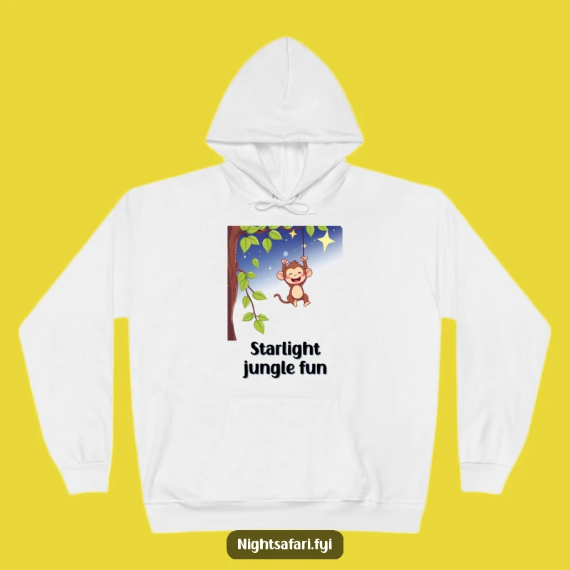 Funny Playful Monkey Hoodie - Cozy Starry Night Adventure!