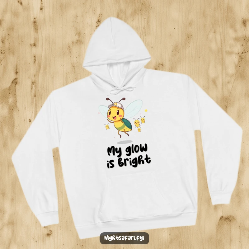 Funny Firefly Hoodie: An excited firefly leads a glowing parade, embodying leadership and cozy humor.