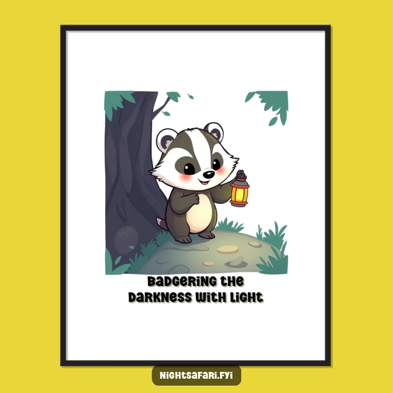 Free Printable Badger Wall Art: Lantern Badger Path, Downloadable Adventurous Decor