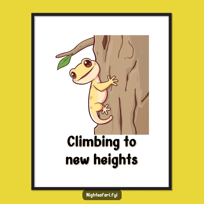 Funny Free Printable Wall Art: Giggling Gecko Climbing - Quirky Downloadable