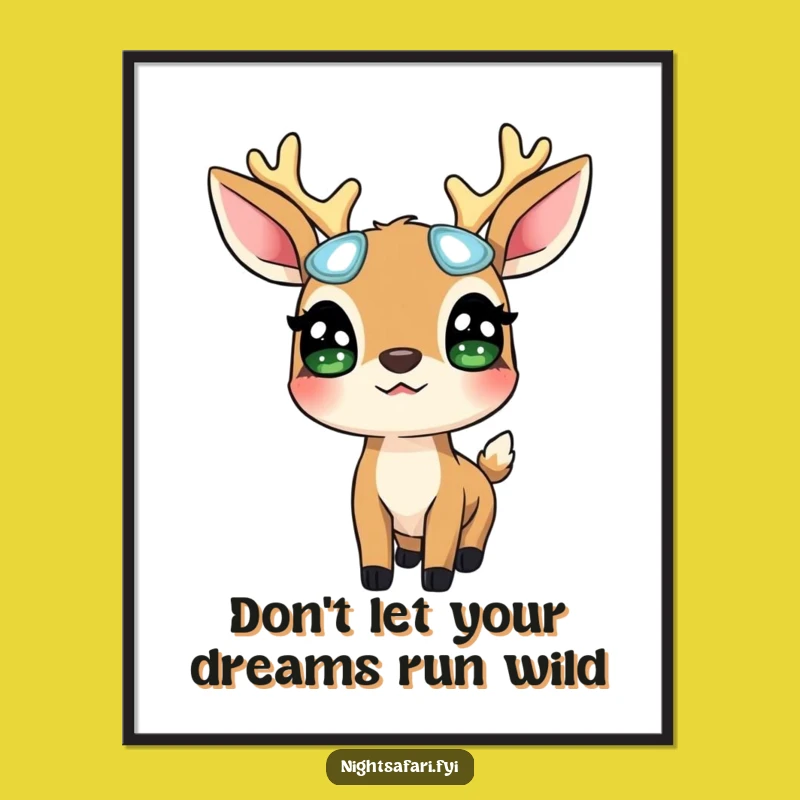 Free Printable Wall Art: Surprised Deer Glowing Eyes - Funny Downloadable Decor for the Bold
