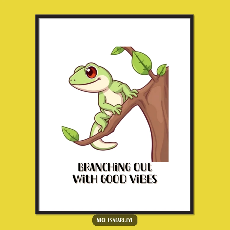 Free Printable Gecko Wall Art: Funny Energetic Climb Downloadable Decor for Your Space