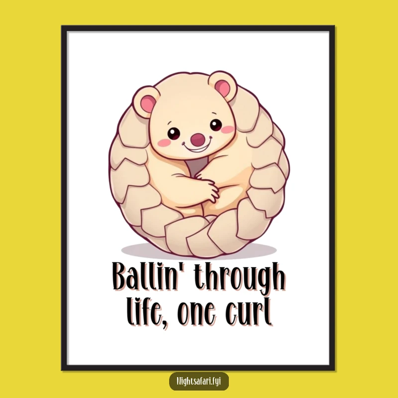 Free Printable Pangolin Wall Art: Funny Playful Ball Downloadable Decor for Charm