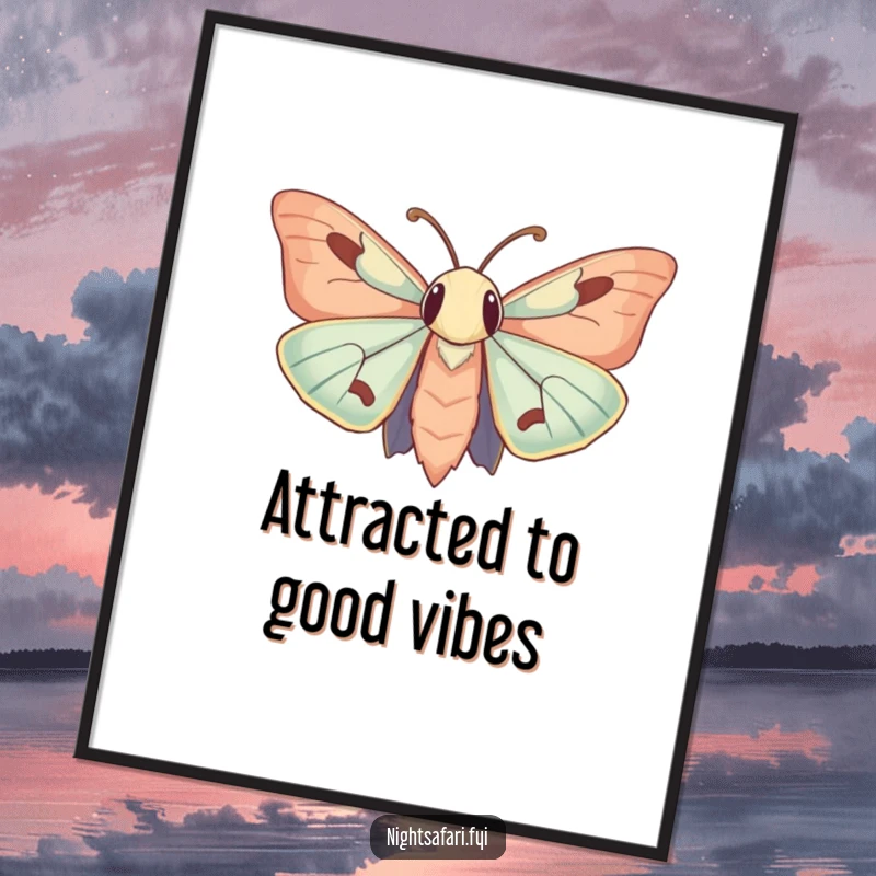 Funny Free Printable Wall Art: A curious moth with large antennae mesmerized by a soft light.