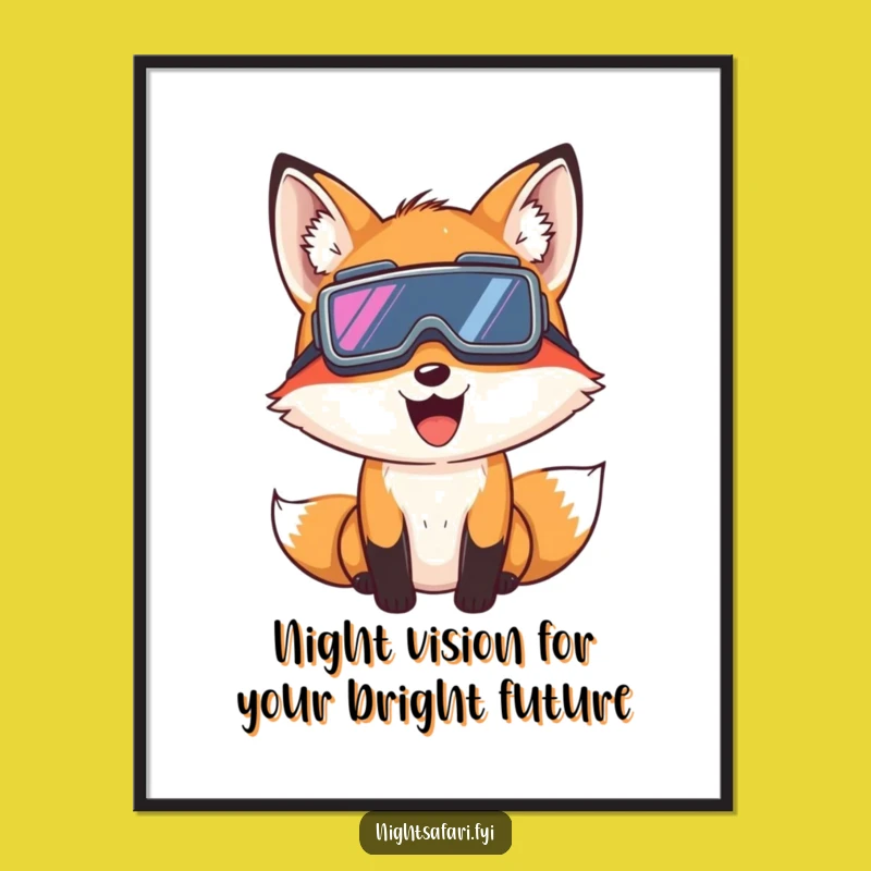 Free Printable Wall Art: Giggling Fox Night Vision - Funny Downloadable Decor for the Curious