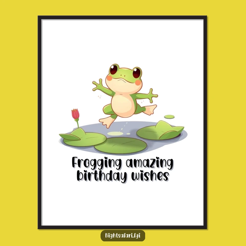 Free Printable Wall Art: Playful Frog Leaping Funny Downloadable Decor