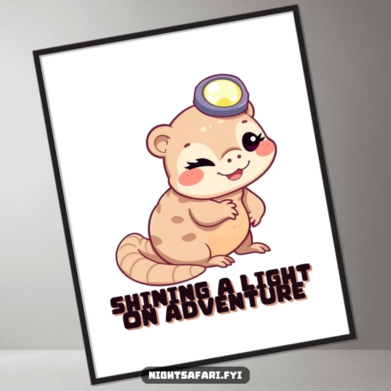 Funny Free Printable Wall Art: A winking pangolin wearing a headlamp, slithering with character, adding quirky humor to decor.