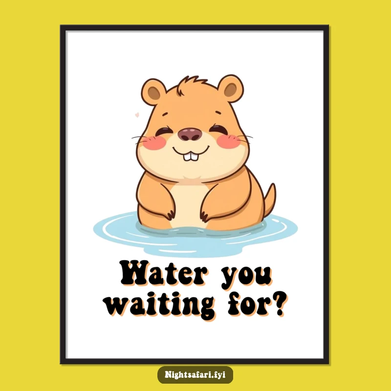 Funny Free Printable Wall Art: Chill Capybara Relaxing in Downloadable Art