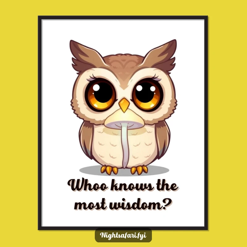 Free Printable Wall Art - Enchanting Owl & Mushroom - Downloadable Decor