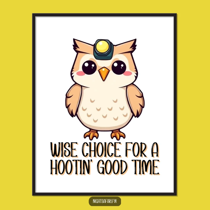 Funny Free Printable Owl Wall Art: Headlamp Hoot - Downloadable Home Decor!