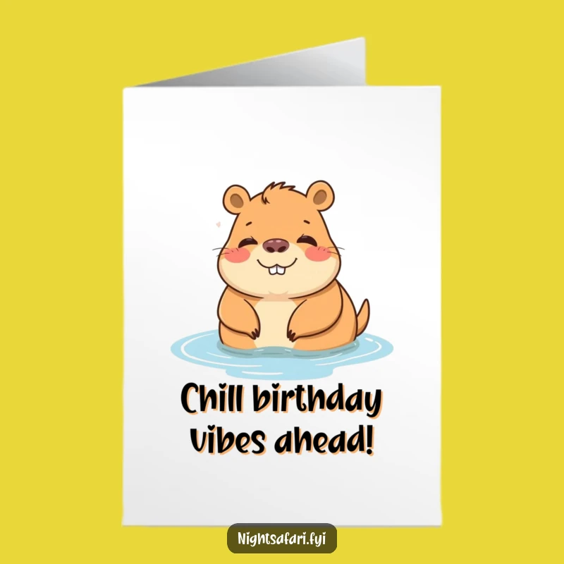 Free Printable Birthday Card: Cheerful Capybara Chills for a Relaxing DIY Gift