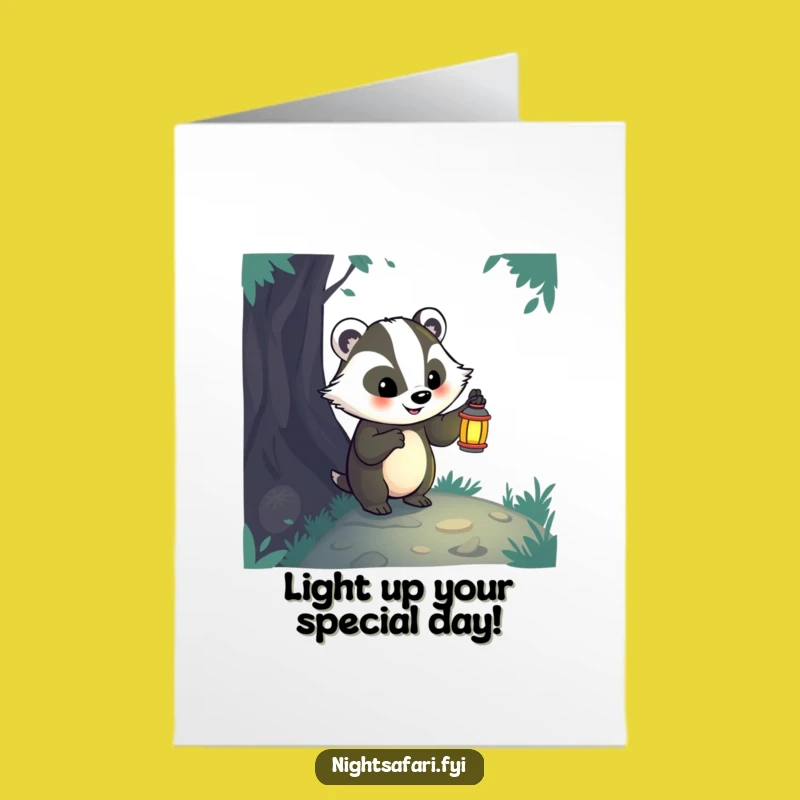 Free Printable Badger Birthday Card: Lantern Badger Path, Downloadable Exploring Birthday Fun