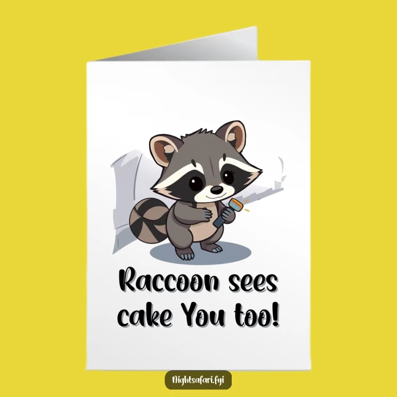 Free Printable Birthday Card: Funny Raccoon Explorer, Downloadable Humor Gift