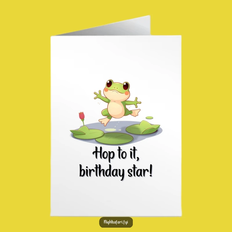 Free Printable Birthday Card: Playful Frog Leaping Funny Downloadable Gift