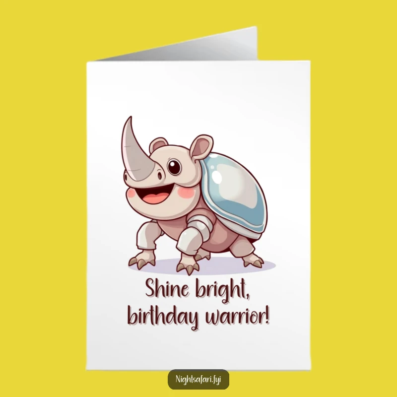 Free Printable Funny Birthday Card: Joyful Beetle Armor - Downloadable Gift