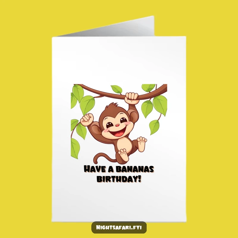 Free Printable Monkey Birthday Card: Funny Jungle Animal Downloadable Gift