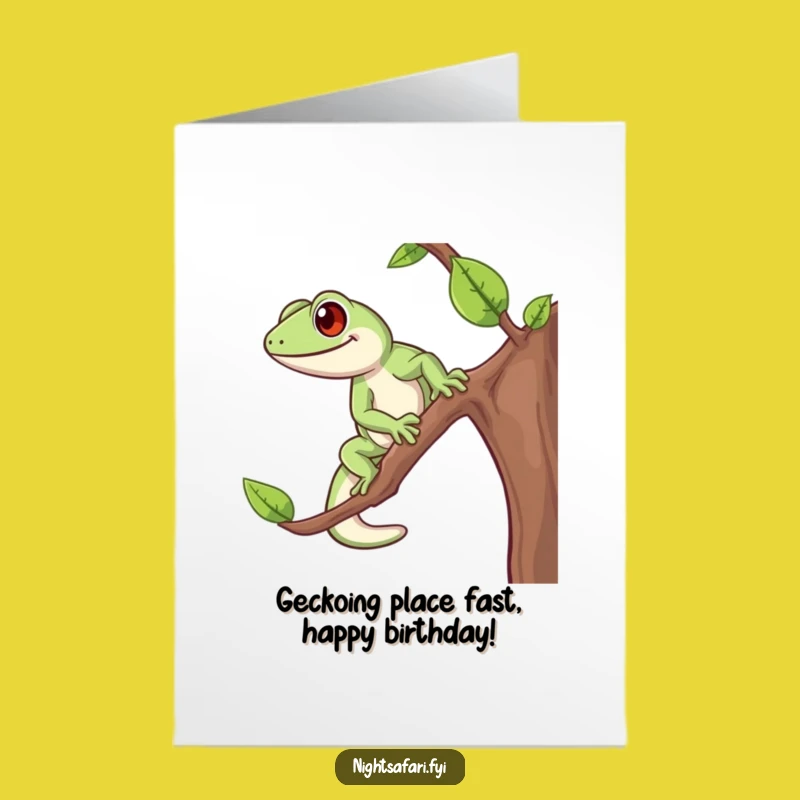 Free Printable Gecko Birthday Card: Funny Climb Downloadable Gift for Him or Her