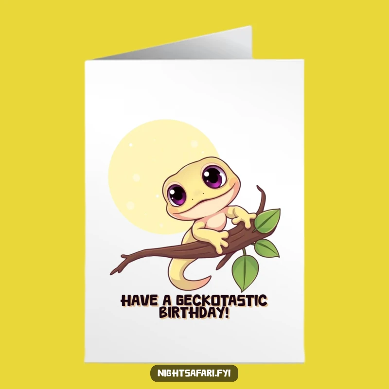 Happy Birthday Free Printable Card: Cute Gecko Design, Downloadable Whimsical Greeting