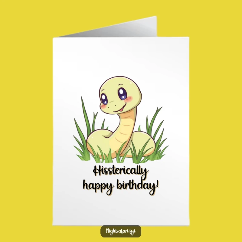 Happy Birthday Free Printable Card: Funny Glowing Snake Design, Downloadable Funny Greeting