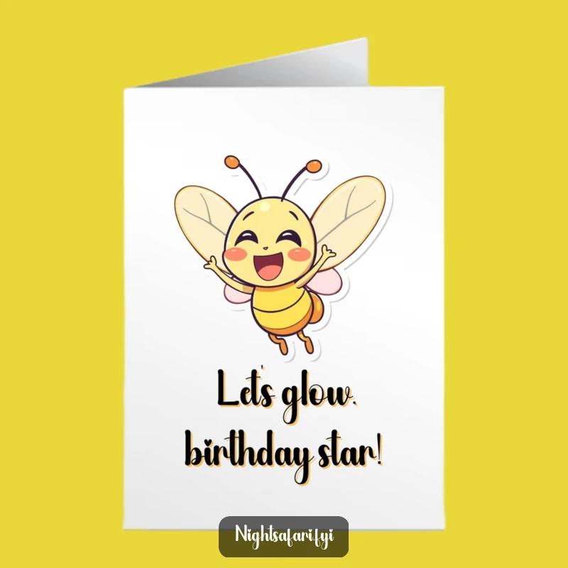 Free Printable Birthday Card: Excited Firefly Glow, Joyful Downloadable Art Gift