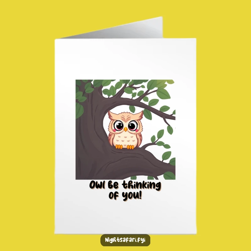 Free Printable Birthday Card: Curious Owl Peering - Downloadable Whimsical Wish