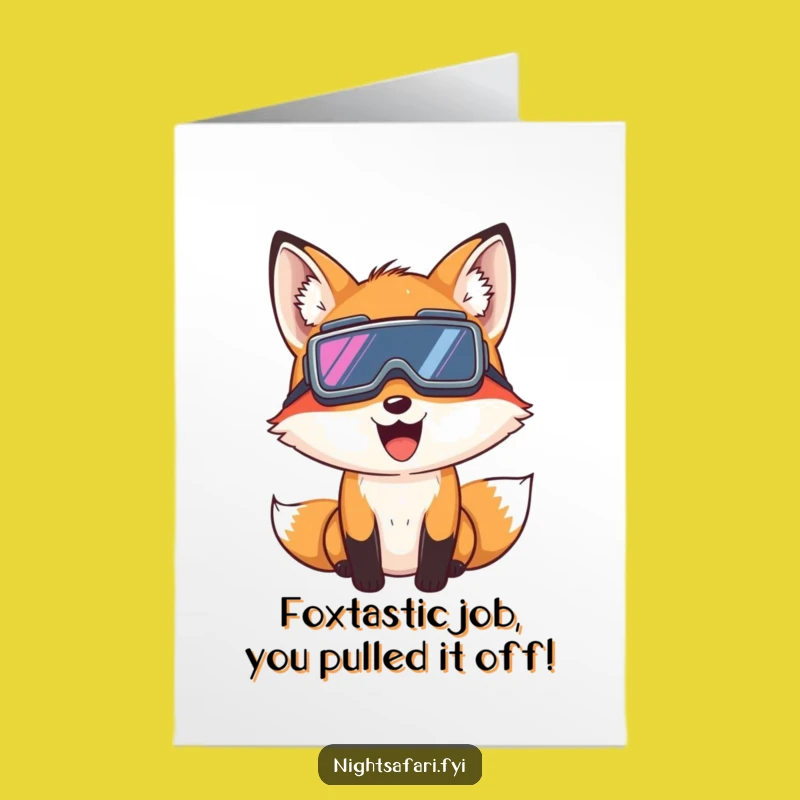 Free Printable Congrats Card: Giggling Fox Night Vision - Funny Downloadable Gift