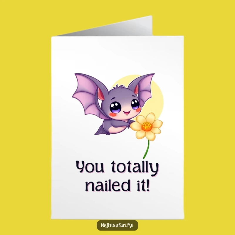 Free Printable Congrats Card: Funny Bat's Joyful Flutter, Your Downloadable Celebration Gift