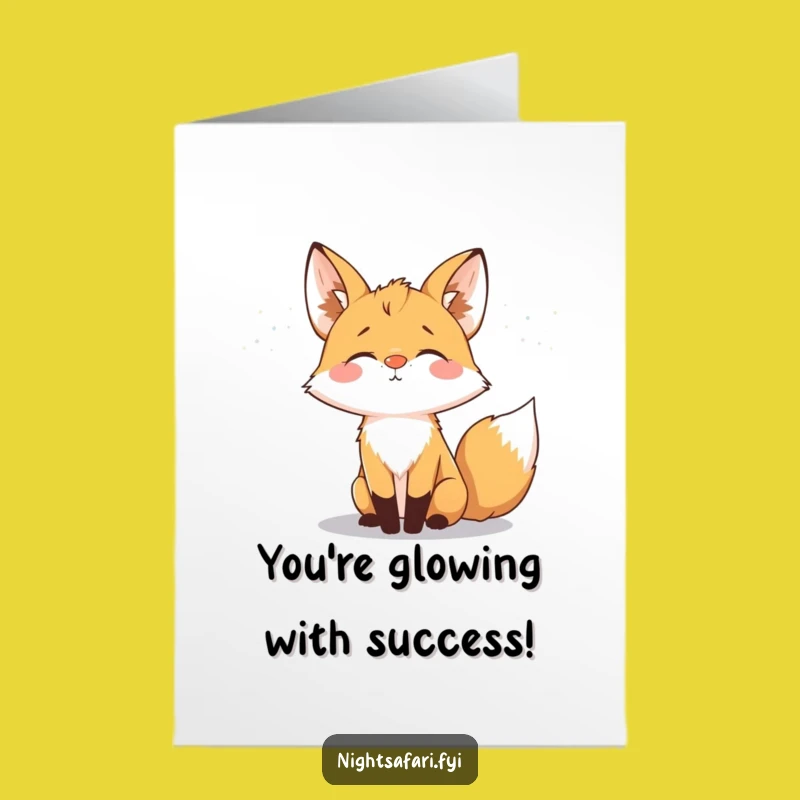 Free Printable Fox Congrats Card: Glowing Nose Fox, Downloadable Nighttime Success