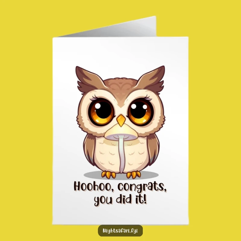 Free Printable Congrats Card - Owl's Discovery - Whimsical Downloadable Gift