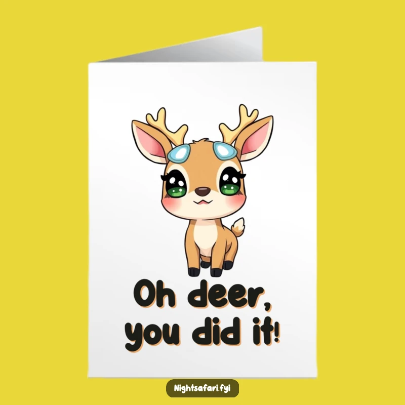 Free Printable Congrats Card: Surprised Deer Glowing Eyes - Funny Downloadable Gift