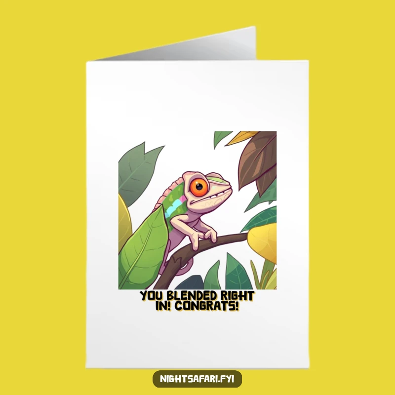 Free Printable Chameleon Congrats Card: Funny Downloadable Greeting for Perfect Timing!