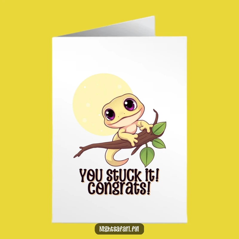 Congrats Free Printable Card: Cute Gecko Design, Downloadable Enchanting Greeting