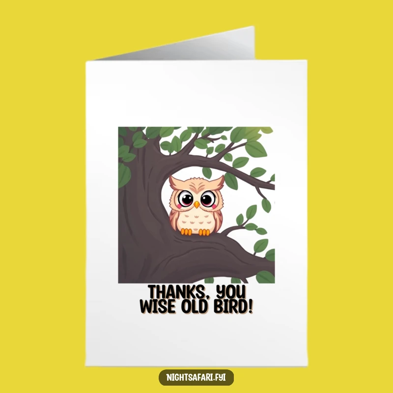 Free Printable Thank You Card: Curious Owl Peering - Downloadable Gratitude