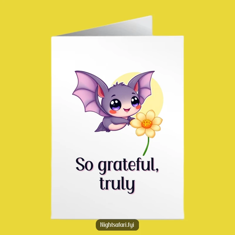 Free Printable Thank You Card: Funny Bat Expressing Gratitude, Your Downloadable Appreciation Gift