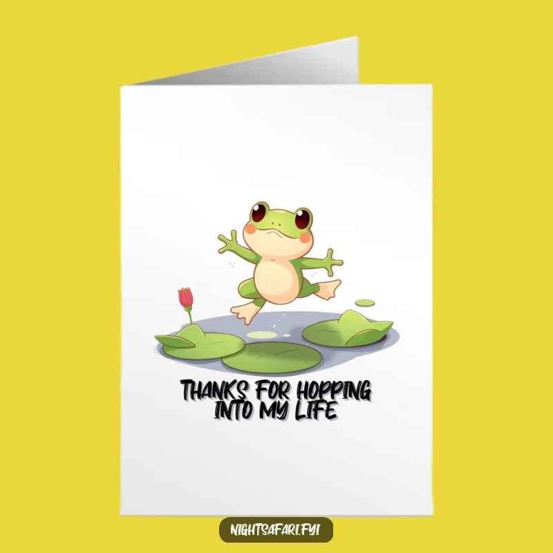 Free Printable Thank You Card: Playful Frog Leaping Funny Downloadable Gift