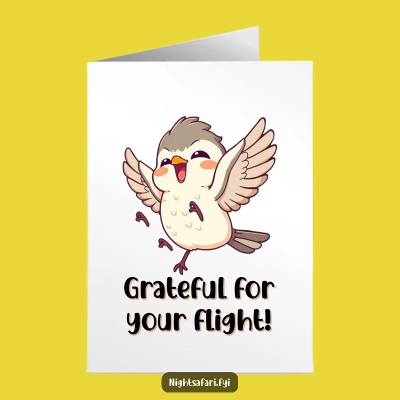 Free Printable Thank You Card: Giggling Nightjar Expresses Gratitude with Joy