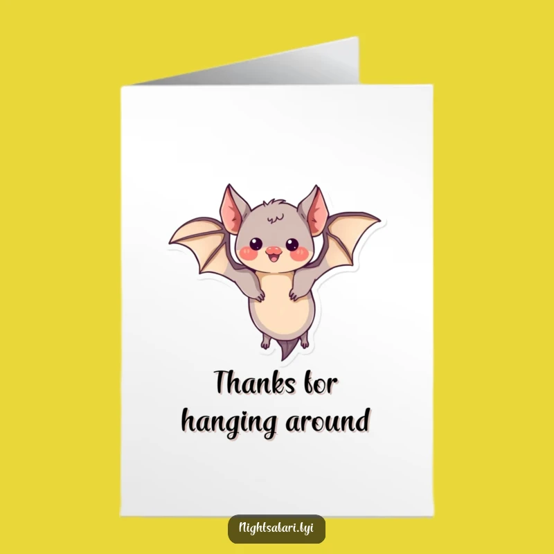 Thank You Free Printable Card: Playful Bat Design, Downloadable Grateful Greeting
