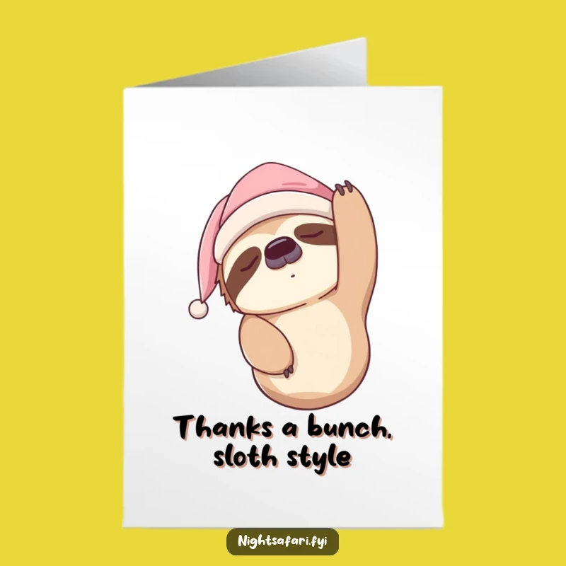 Free Printable Thank You Card: Sleepy Sloth - Downloadable Relaxed Gratitude!