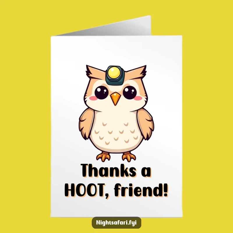 Free Printable Thank You Card: Funny Owl Headlamp Hoot - Downloadable Gratitude!