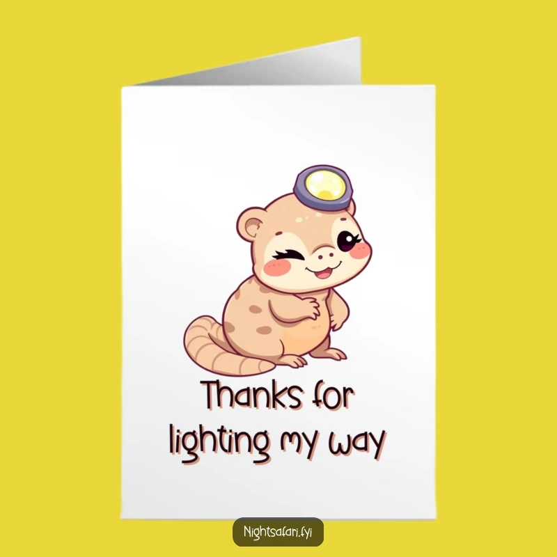 Free Printable Thank You Card: Winking Pangolin Headlamp, Humorous Downloadable for a Fun Gift