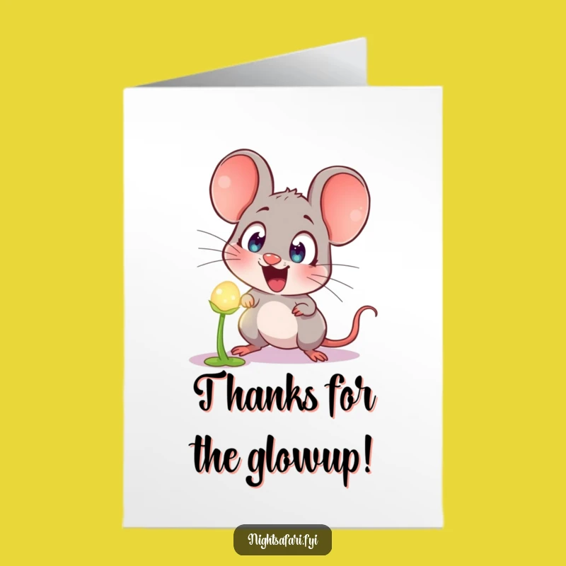 Free Printable Thank You Card: Surprised Mouse Thanks You for Glowing Gift!