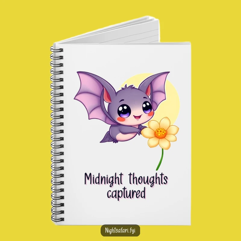 Funny Bat Notebook: Happy Eyes Fluttering, Glowing Flower Journal, Creative Ideas
