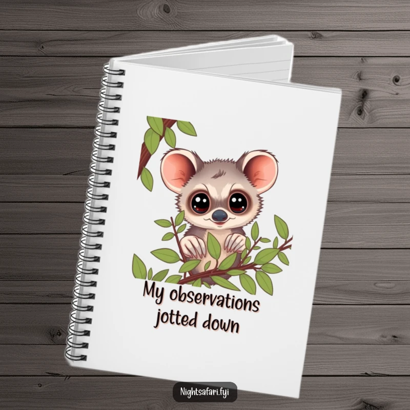 Funny Bushbaby Notebook: A curious bushbaby with big eyes peering from foliage, ideal for noting funny observations.