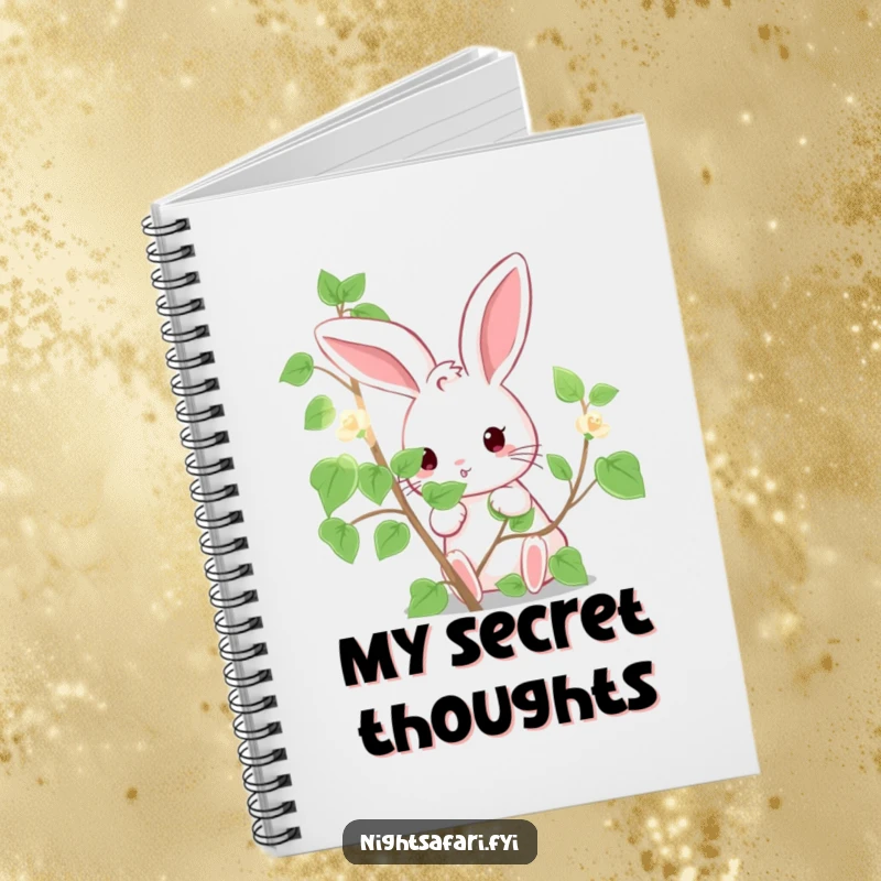 Funny Notebook: Cute bunny humorously peeking from behind a luminous vine for funny note-taking.