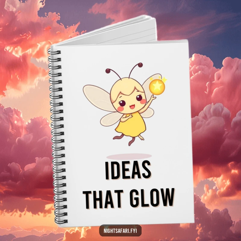 Funny Firefly Notebook: Playful firefly character dancing with a glowing orb, for writing notes.