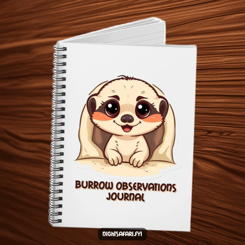 Funny Meerkat Notebook with a cheerful meerkat peeking out, inspiring creative thoughts and organized notes with its curious gaze.