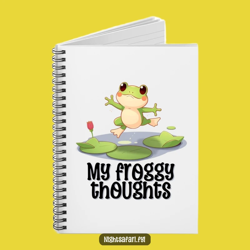 Funny Playful Frog Notebook, Lily Pad Leaping Journal